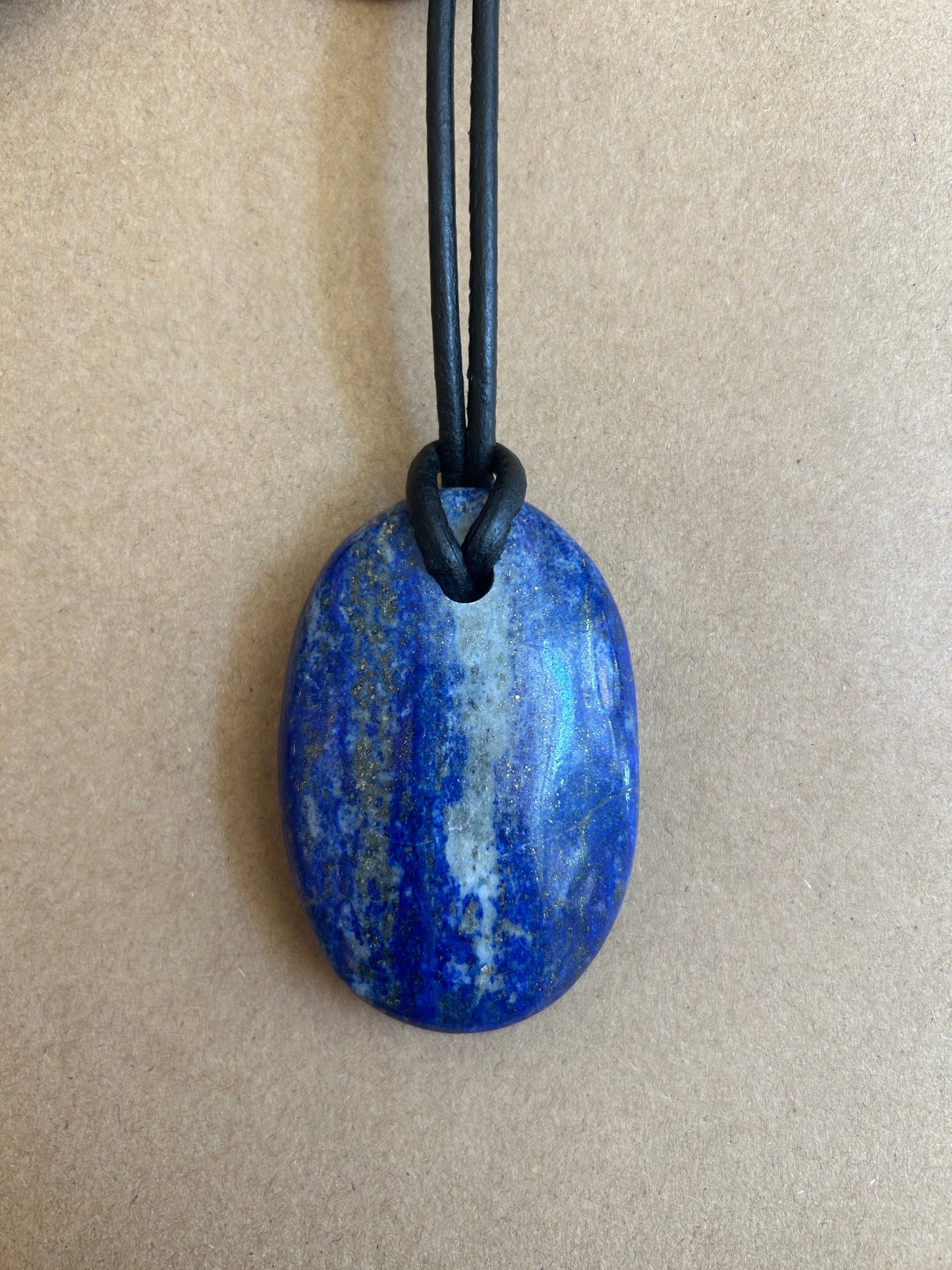 Big Lapis Necklace - Black Cord