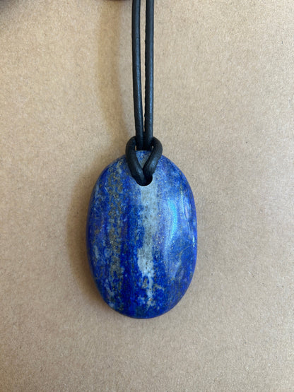 Big Lapis Necklace - Black Cord