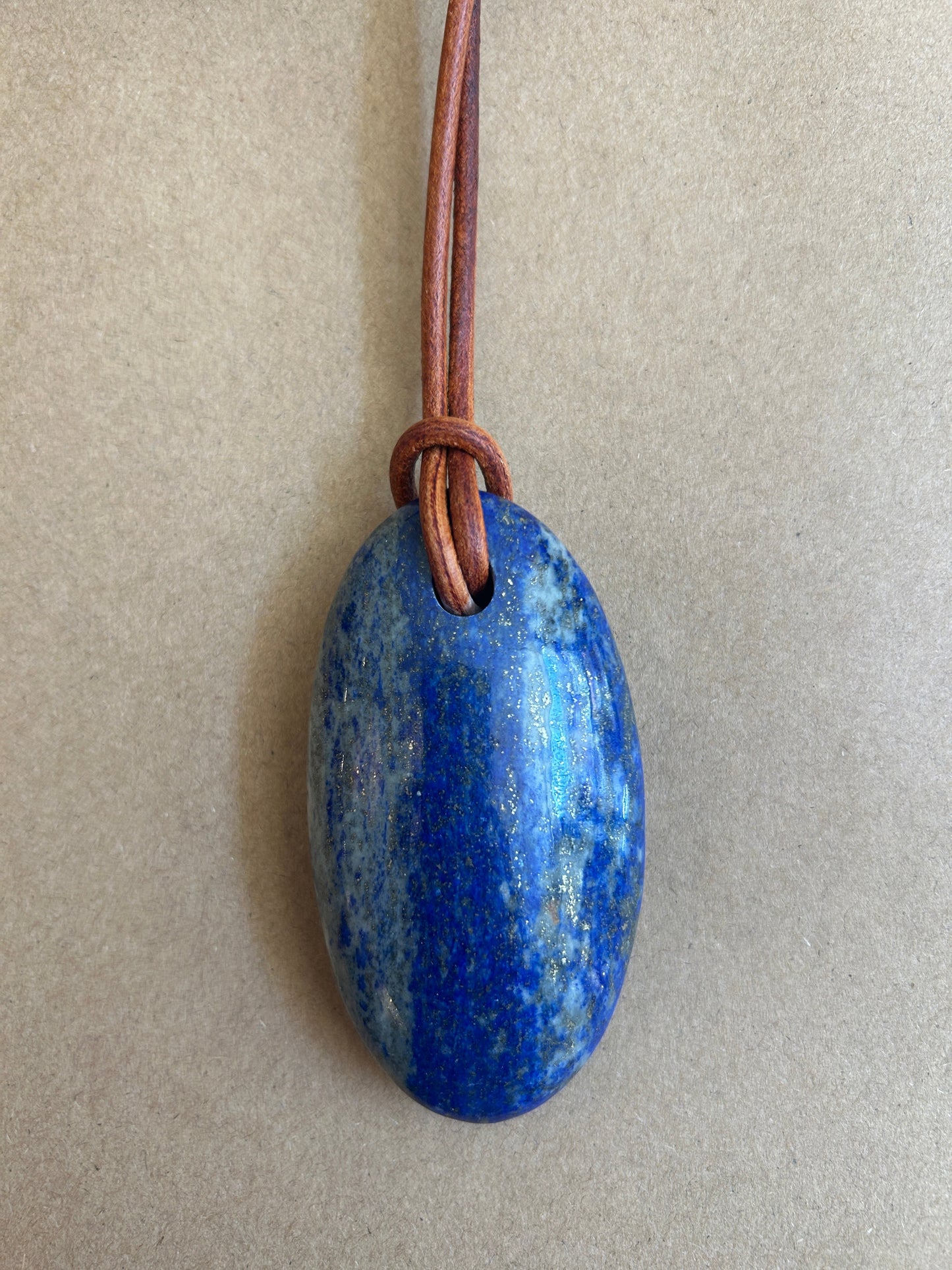 Big Lapis Necklace - Brown Cord