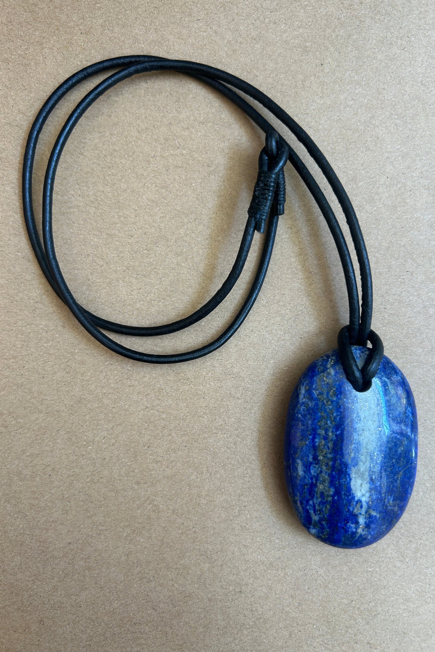 Big Lapis Necklace - Black Cord