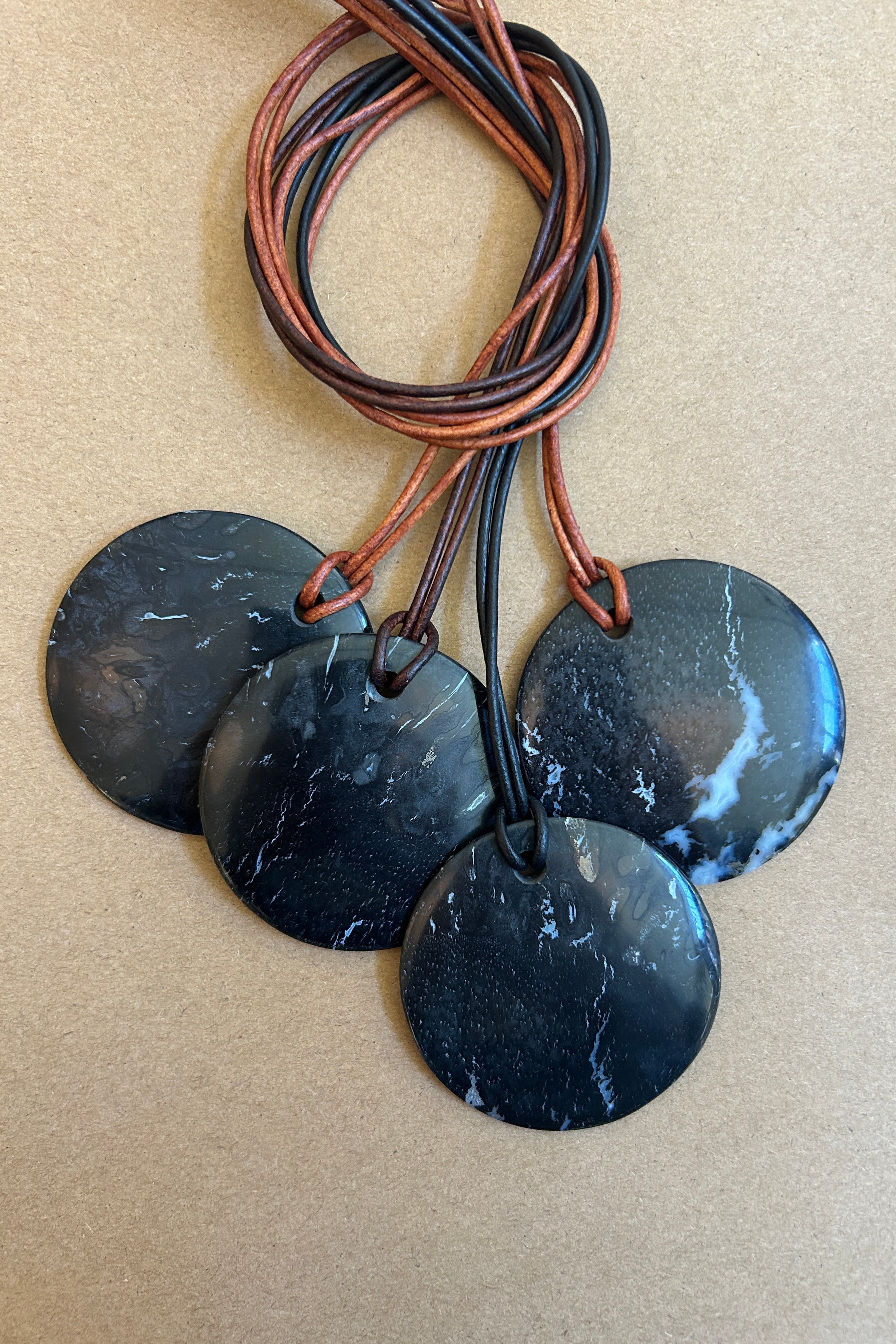 Fossilized Palm Wood Pendant - Black
