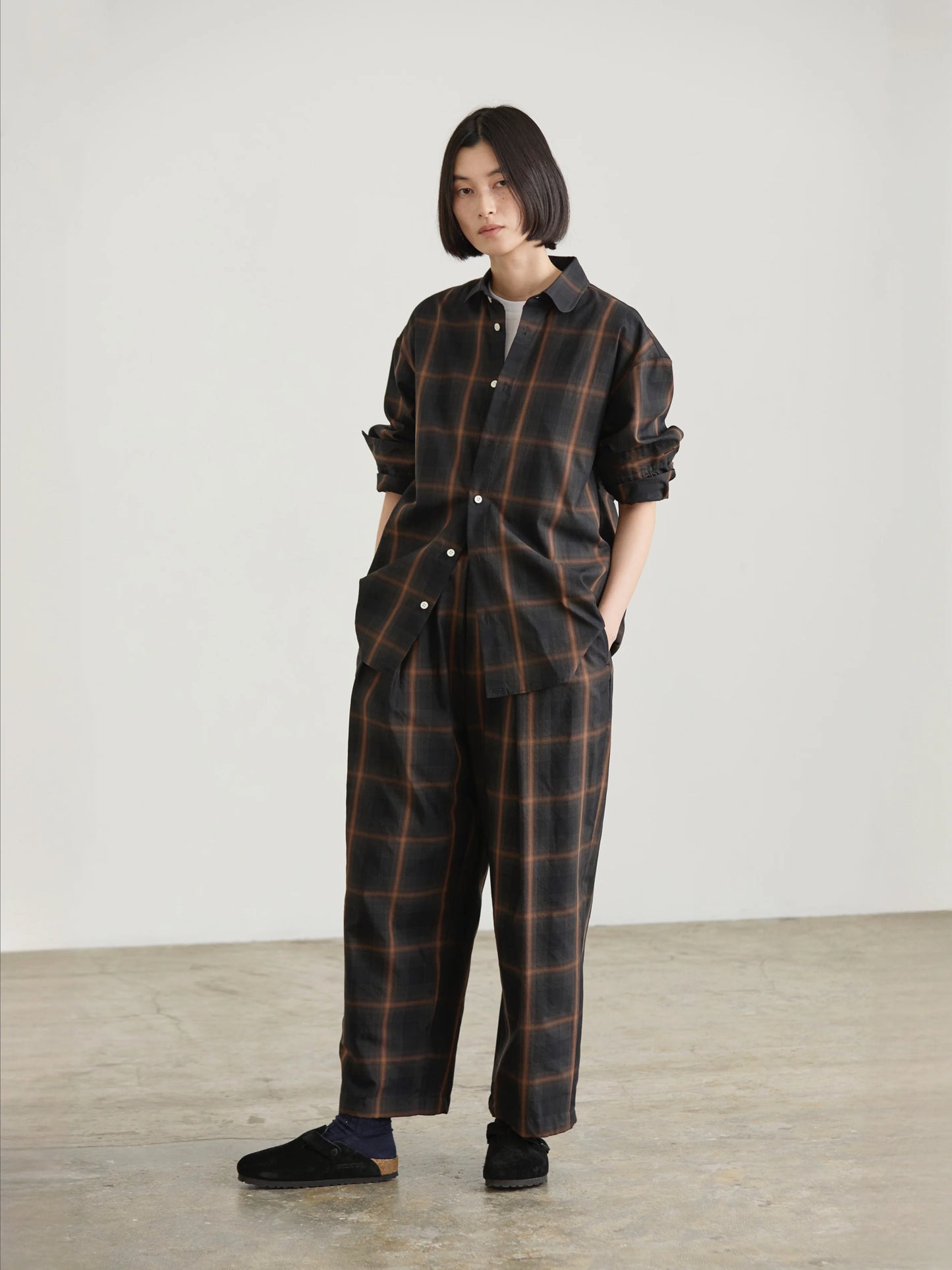 Hakama-W Pants in Brown Check