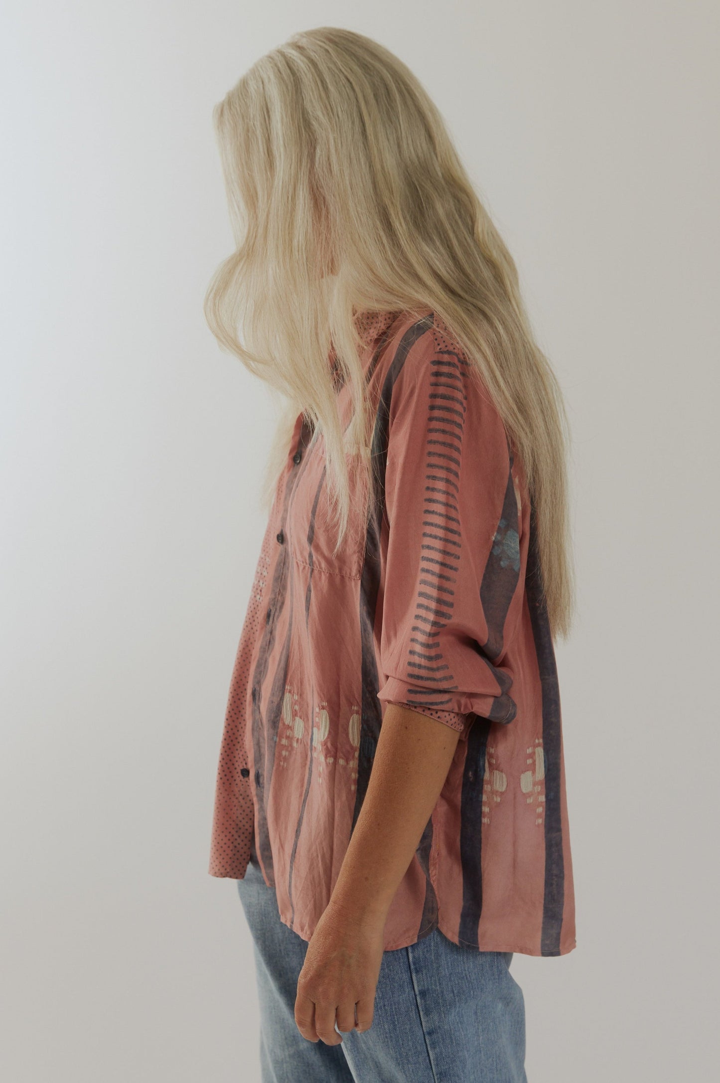 Chalk Pink & Indigo Blue Shibori Shirt