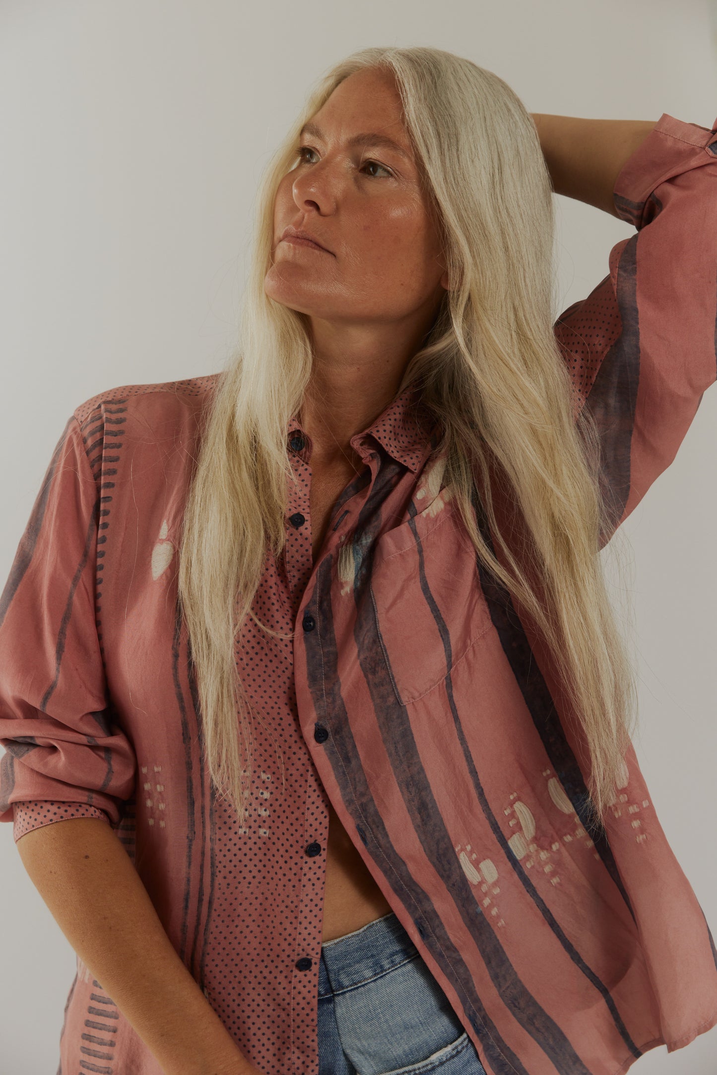 Chalk Pink & Indigo Blue Shibori Shirt