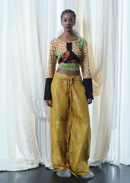 Silk Brocade Boxing Pant in Sun Yellow