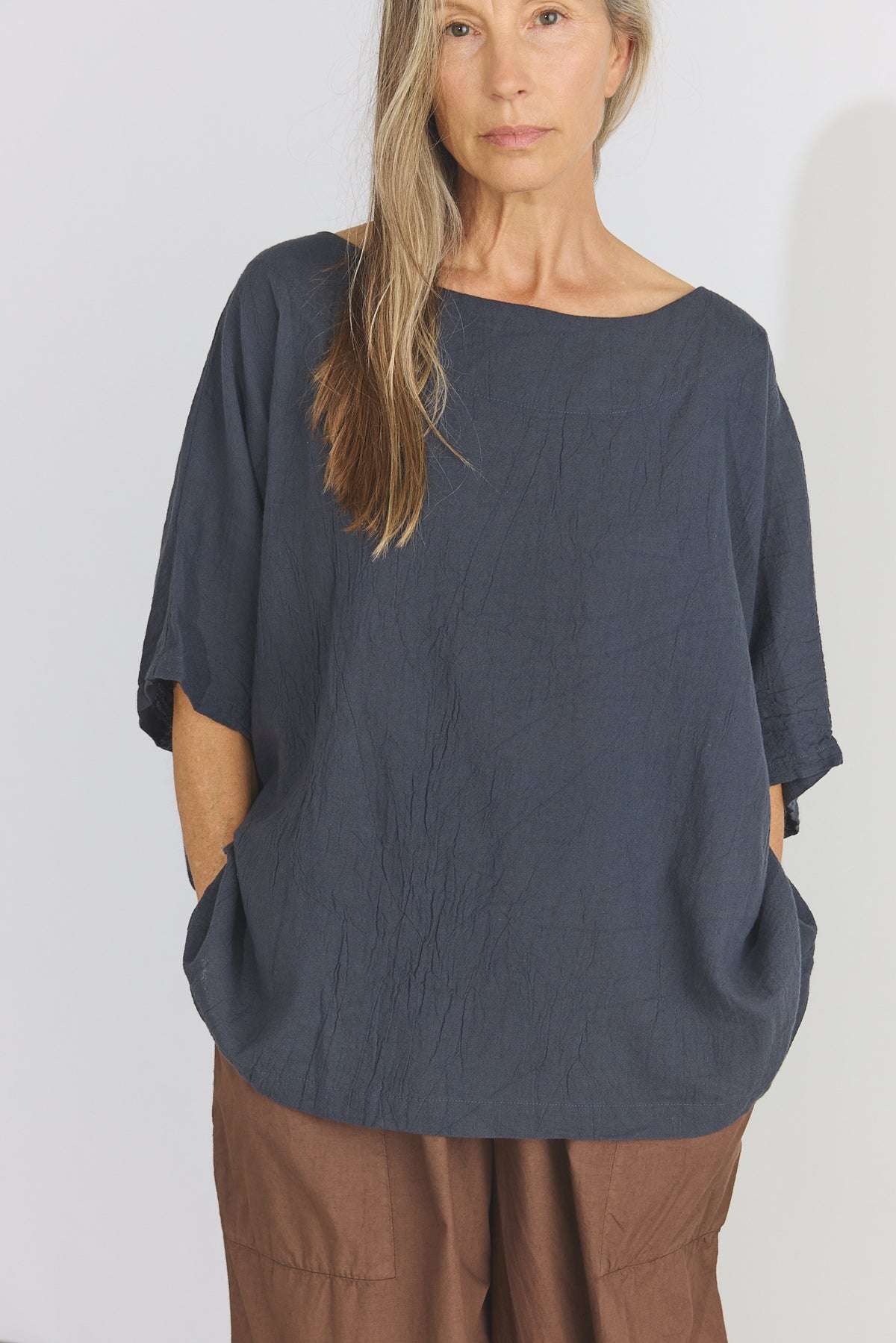 Corse Cotton Box Top - Charcoal