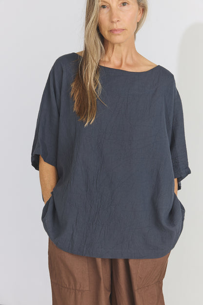 Corse Cotton Box Top - Charcoal