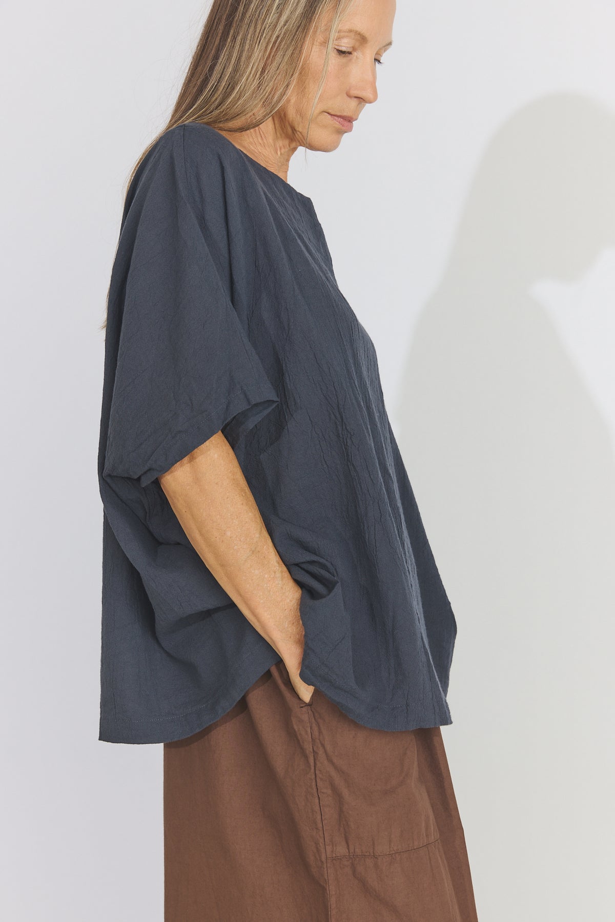 Corse Cotton Box Top - Charcoal
