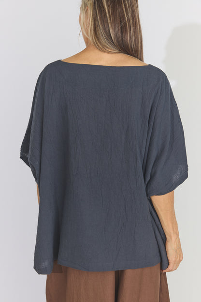 Corse Cotton Box Top - Charcoal