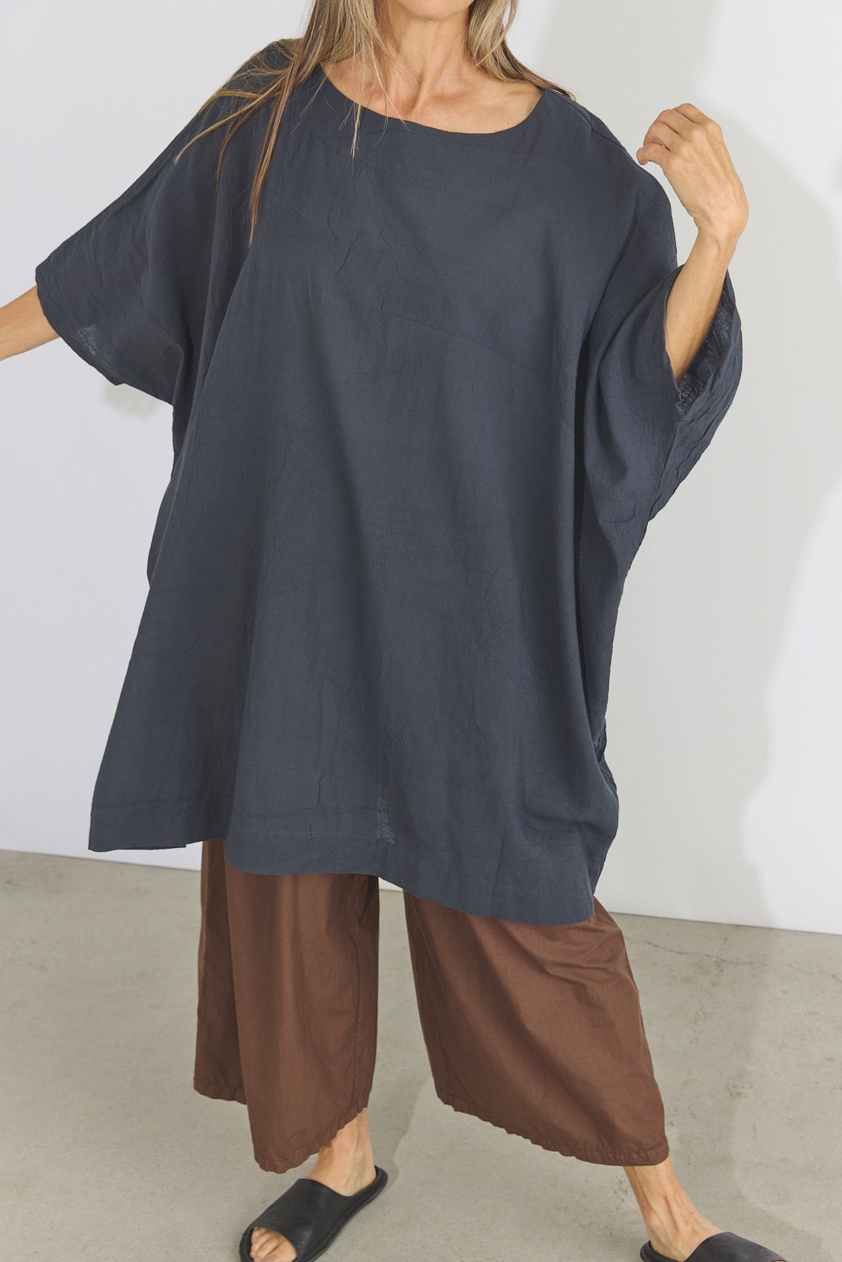 Corse Cotton Box Dress - Charcoal