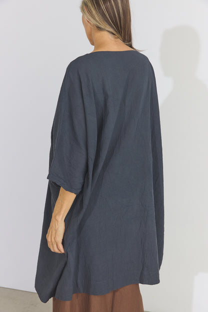 Corse Cotton Box Dress - Charcoal