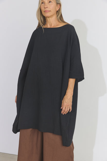 Corse Cotton Box Dress - Black