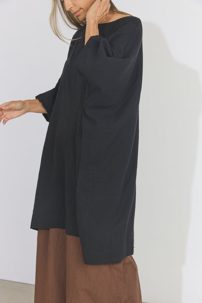 Corse Cotton Box Dress - Black