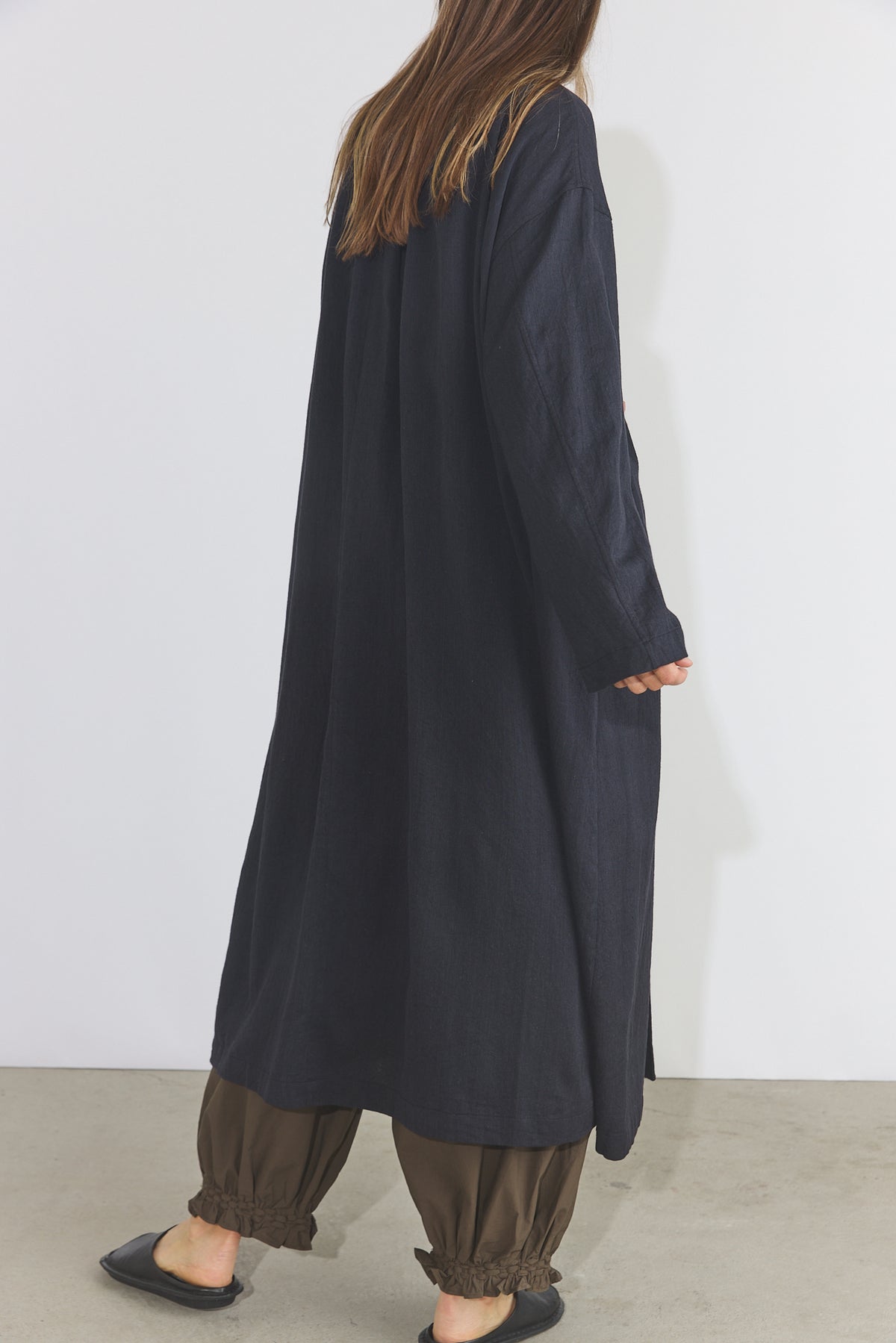 Cotton Light Twill Tribal Geometry Trench Coat - Black