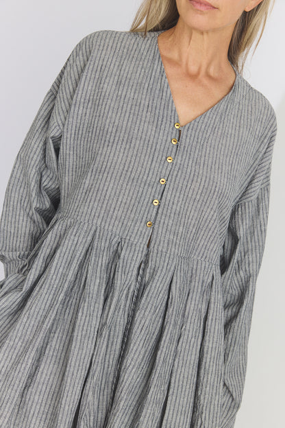 Bengal Stripe Tuck Blouse - Black