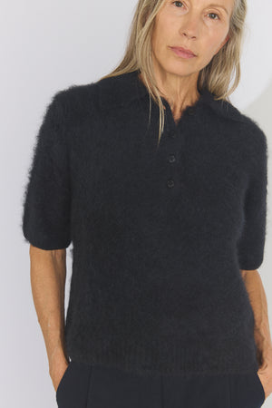 Compact Knit Polo - Black