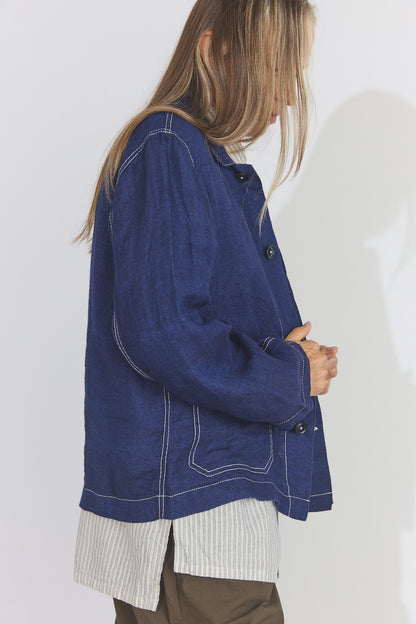 Teori Hemp Coverall Jacket - Navy