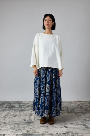 Silvie Round Neck Boxy Top - Cotton Poplin White