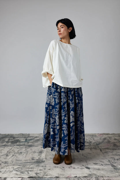 Silvie Round Neck Boxy Top - Cotton Poplin White