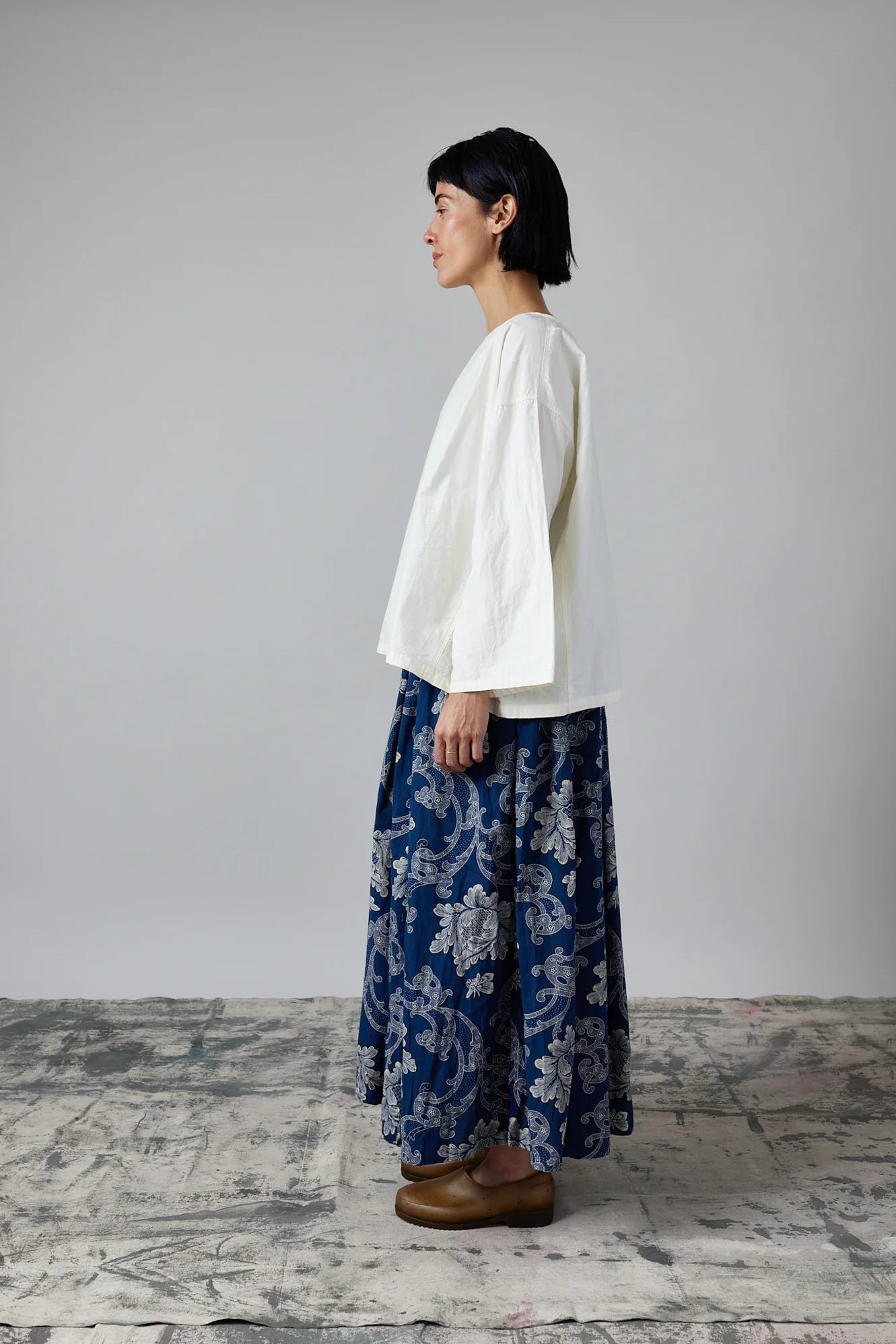 Silvie Round Neck Boxy Top - Cotton Poplin White