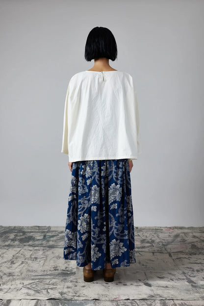 Silvie Round Neck Boxy Top - Cotton Poplin White