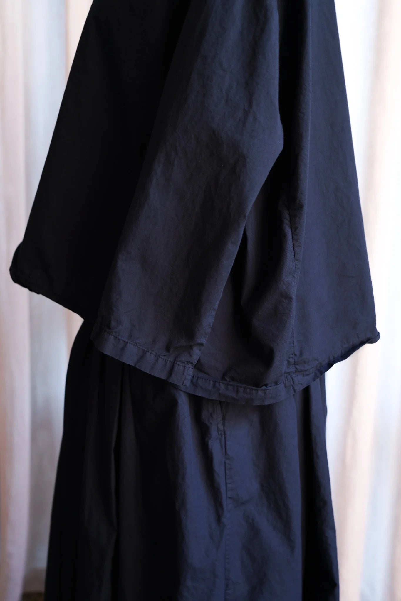 Silvie Round Neck Boxy Top - Cotton Poplin Dark Navy