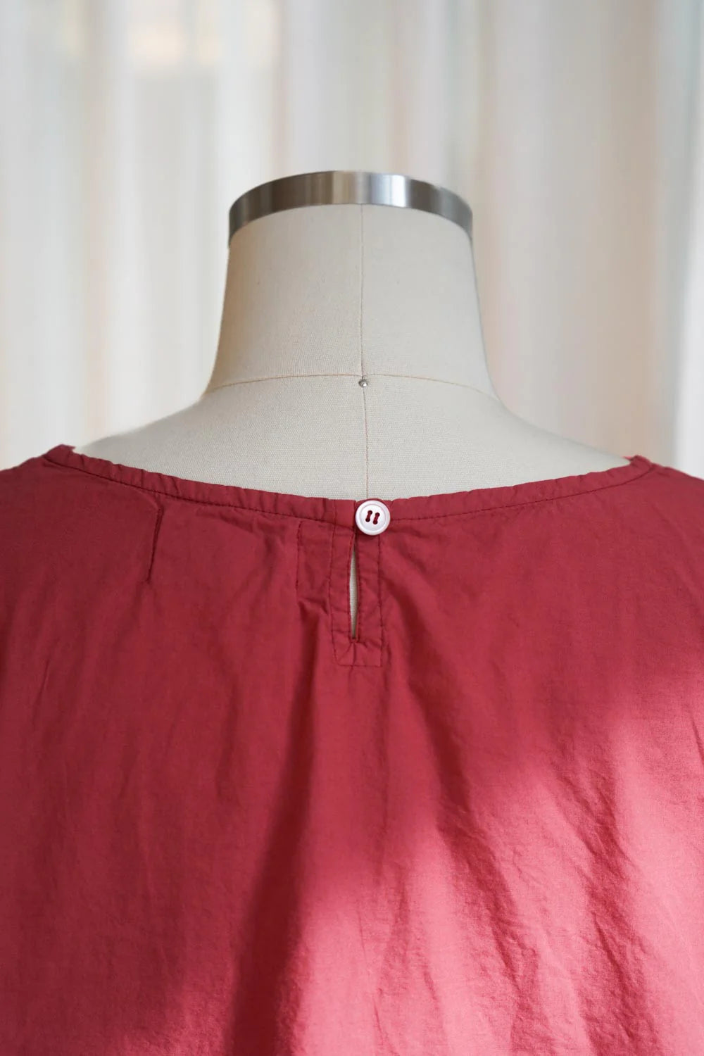 Silvie Round Neck Boxy Top - Cotton Poplin Terracotta