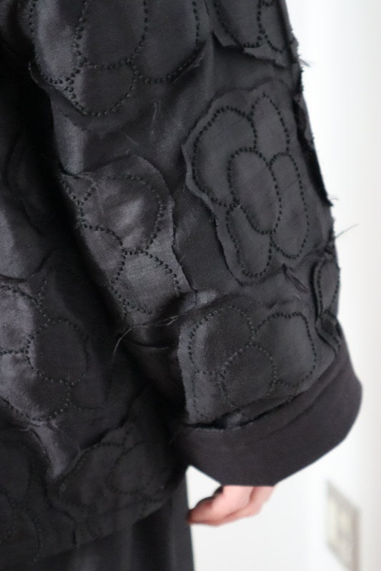 Silk Appliqué Jacket - Black