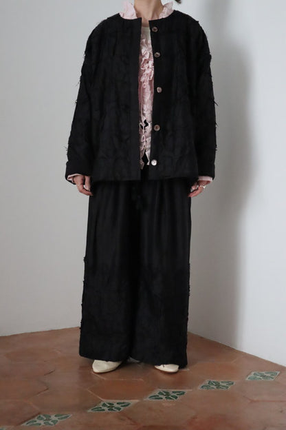 Silk Appliqué Jacket - Black