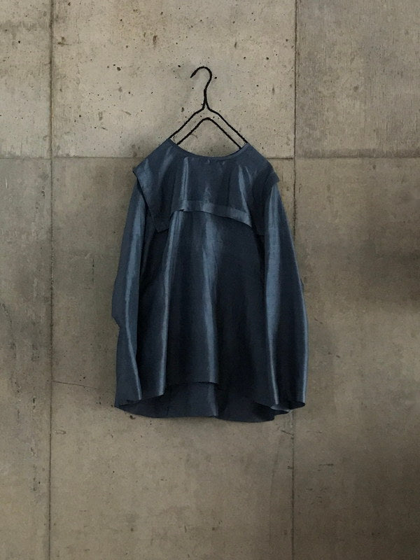 Back Button Sailor Blouse - Blue Mirage