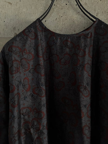 Embroidered Silk Blouse - Charcoal