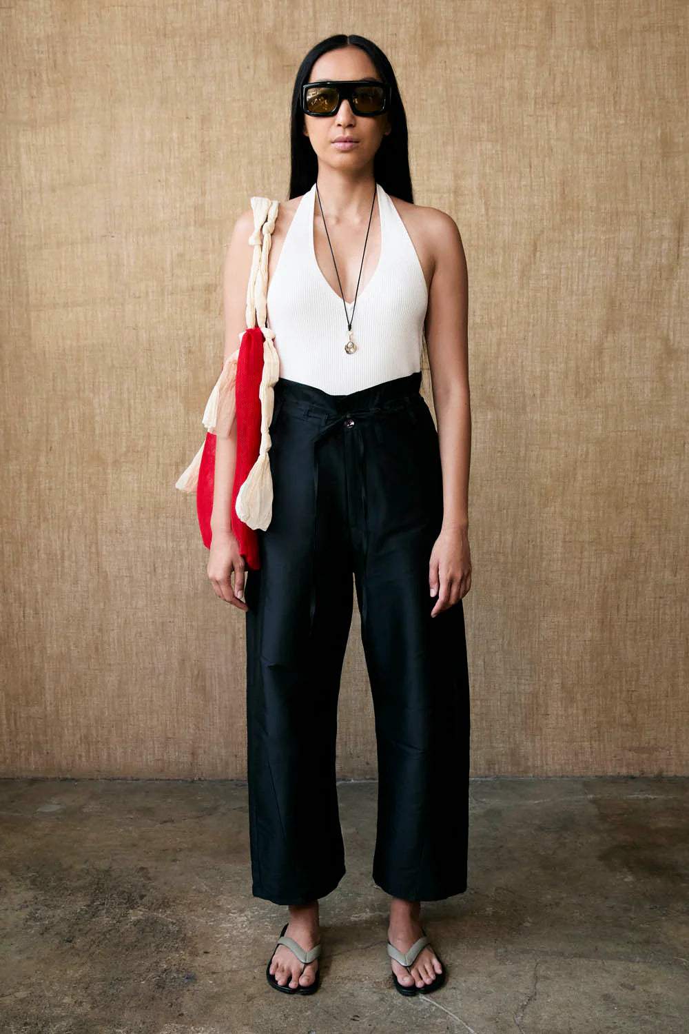 Techno Taffeta Barrel Pant in Black