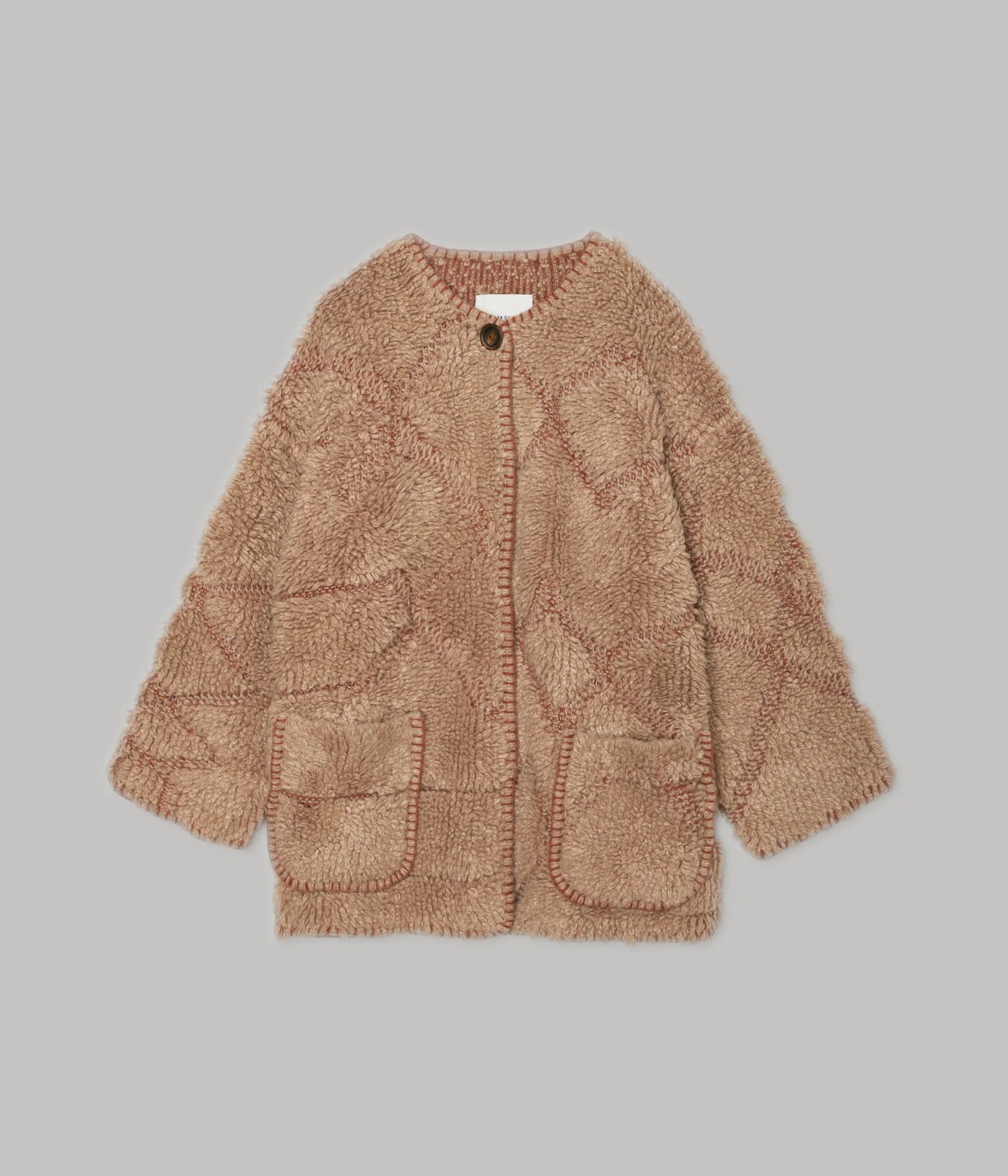 Pile Knit Coat in Ginger