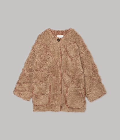 Pile Knit Coat in Ginger