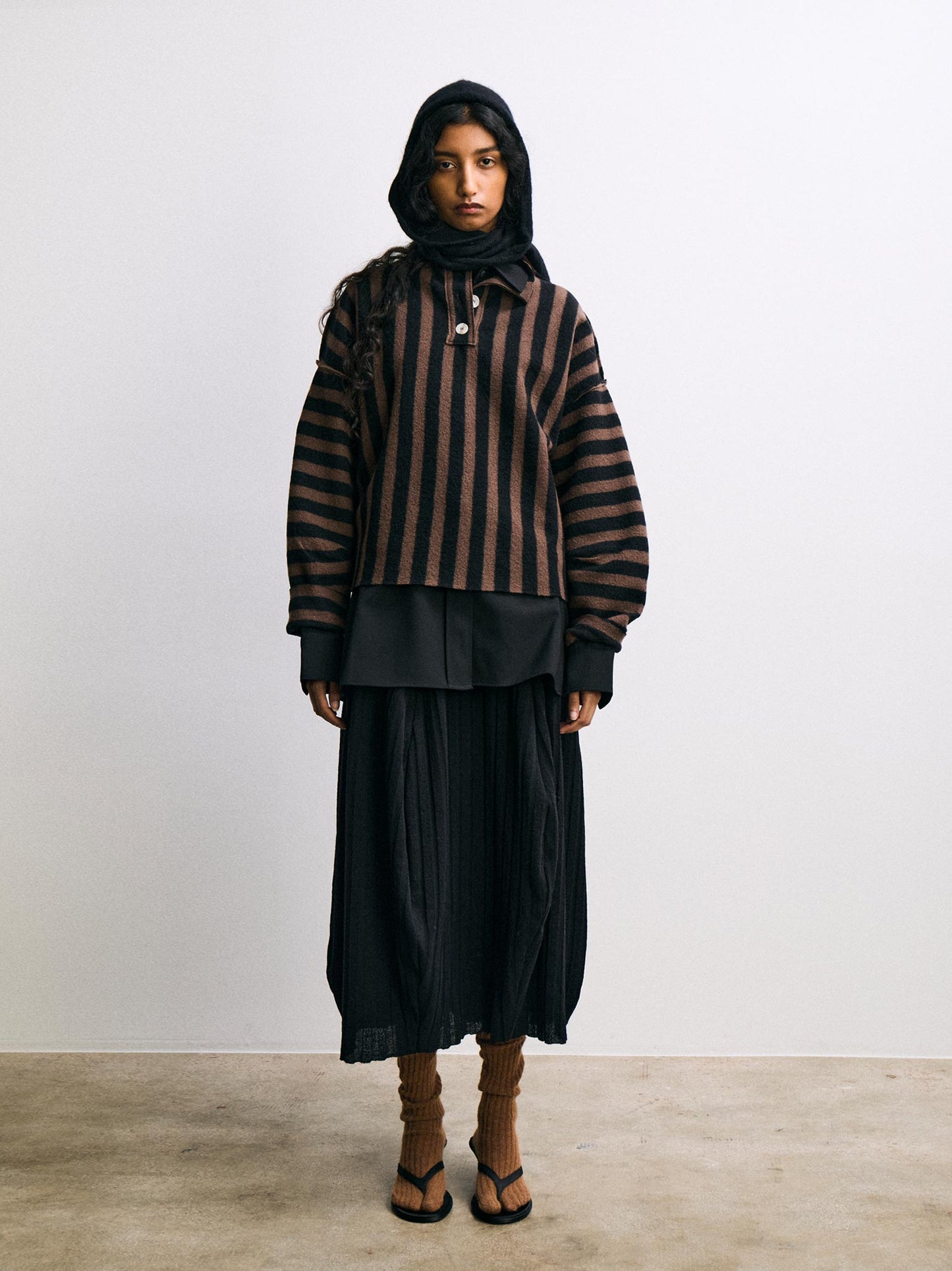 Shikai Polo Sweater in Black Espresso