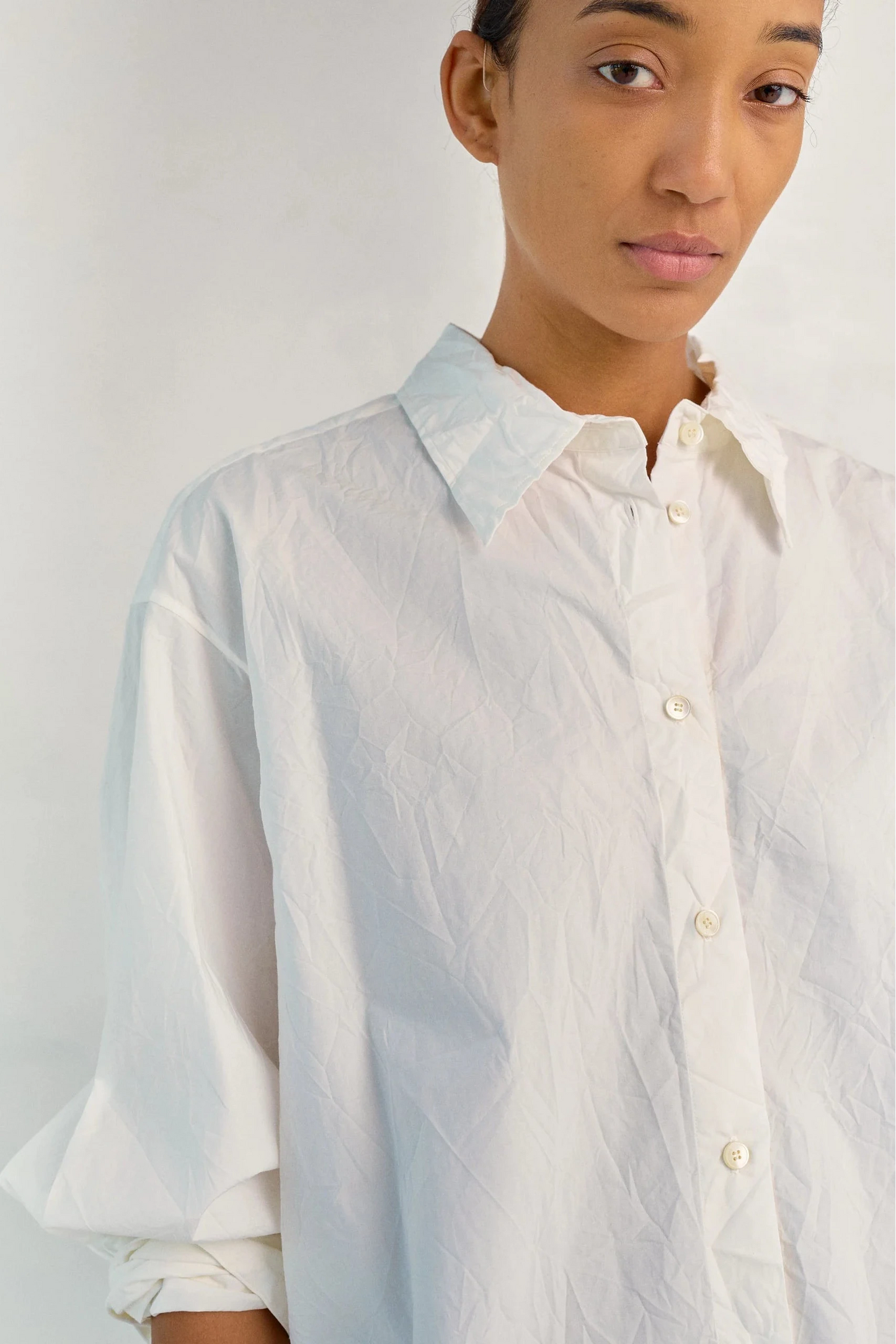 Crinkled Oversized Shirt - White