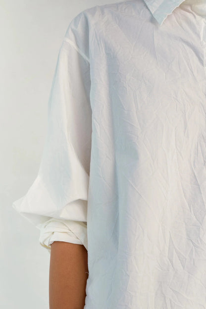 Crinkled Oversized Shirt - White