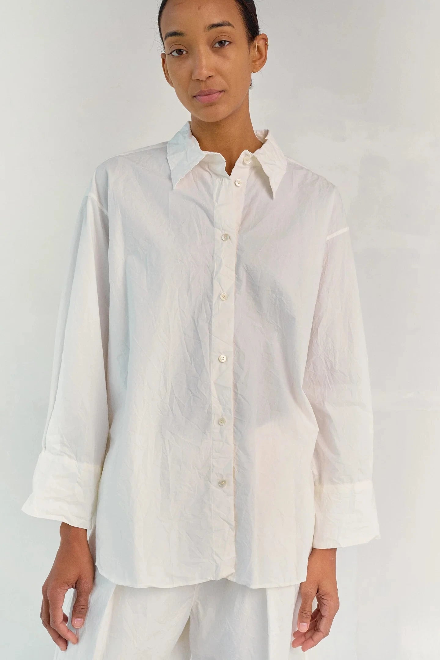 Crinkled Oversized Shirt - White
