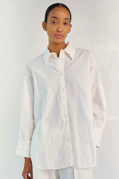 Crinkled Oversized Shirt - White