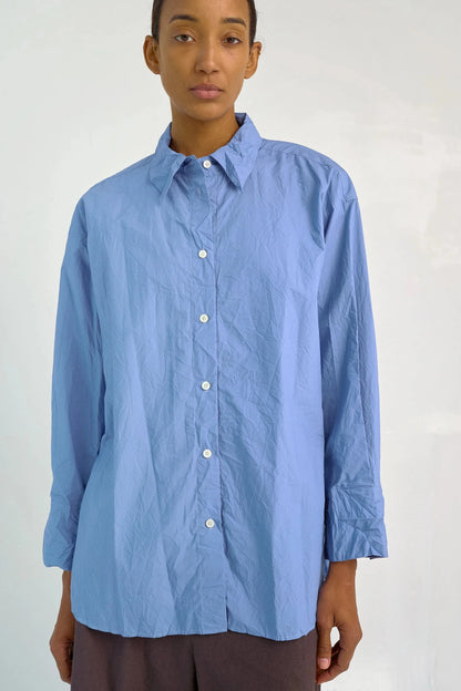Crinkled Oversized Shirt - French Blue