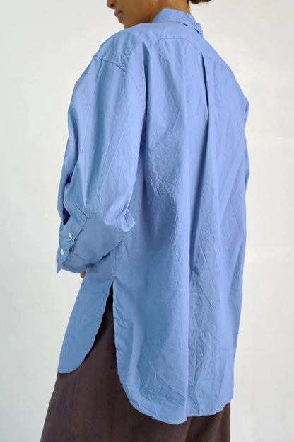 Crinkled Oversized Shirt - French Blue