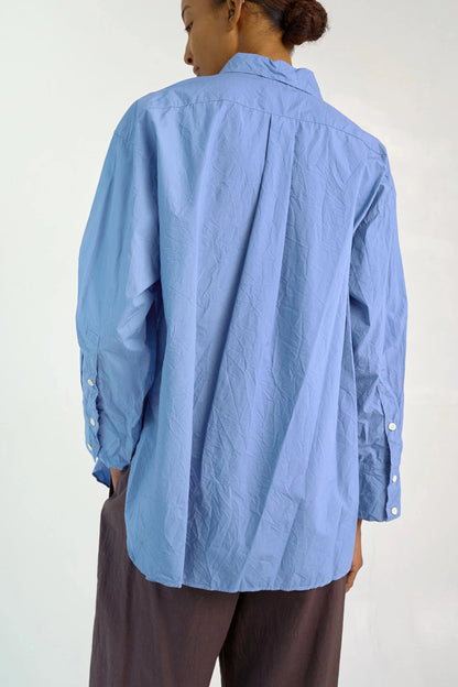 Crinkled Oversized Shirt - French Blue