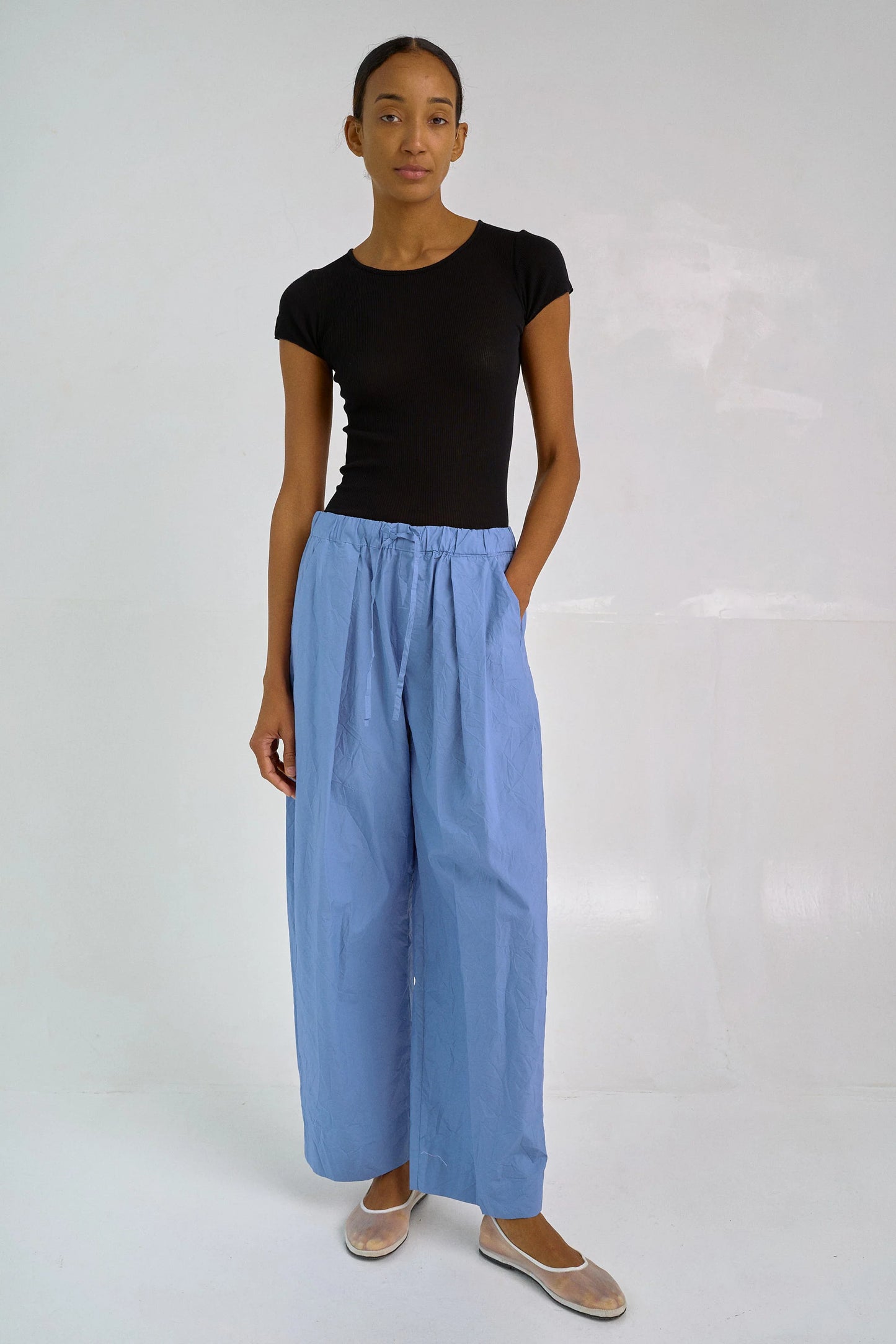 Tucked Pull-on Pants - French Blue