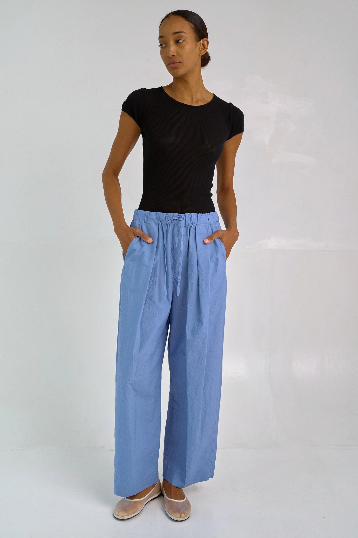 Tucked Pull-on Pants - French Blue