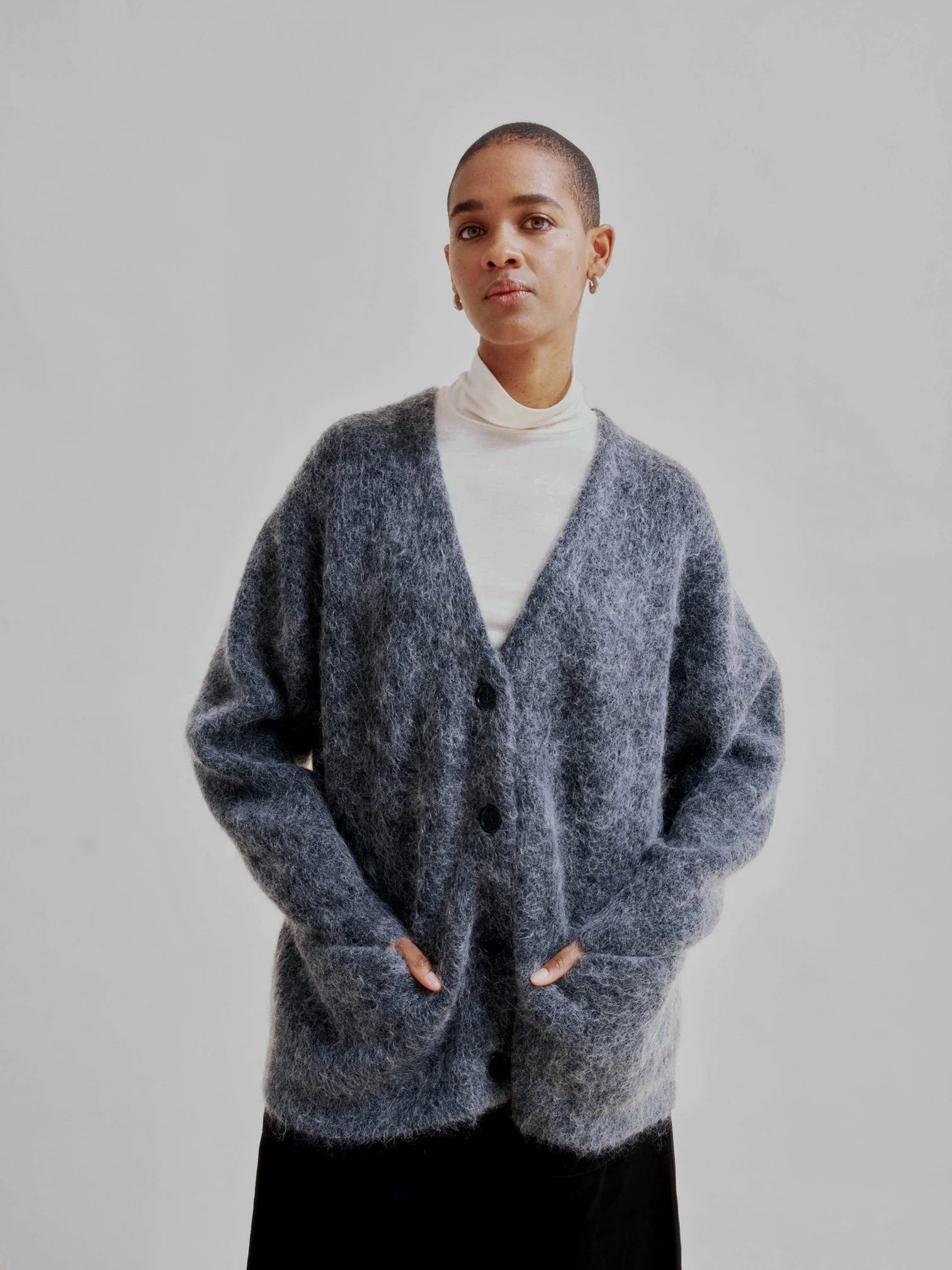 Mohair Cardigan in Charcoal