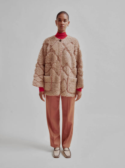 Pile Knit Coat in Ginger