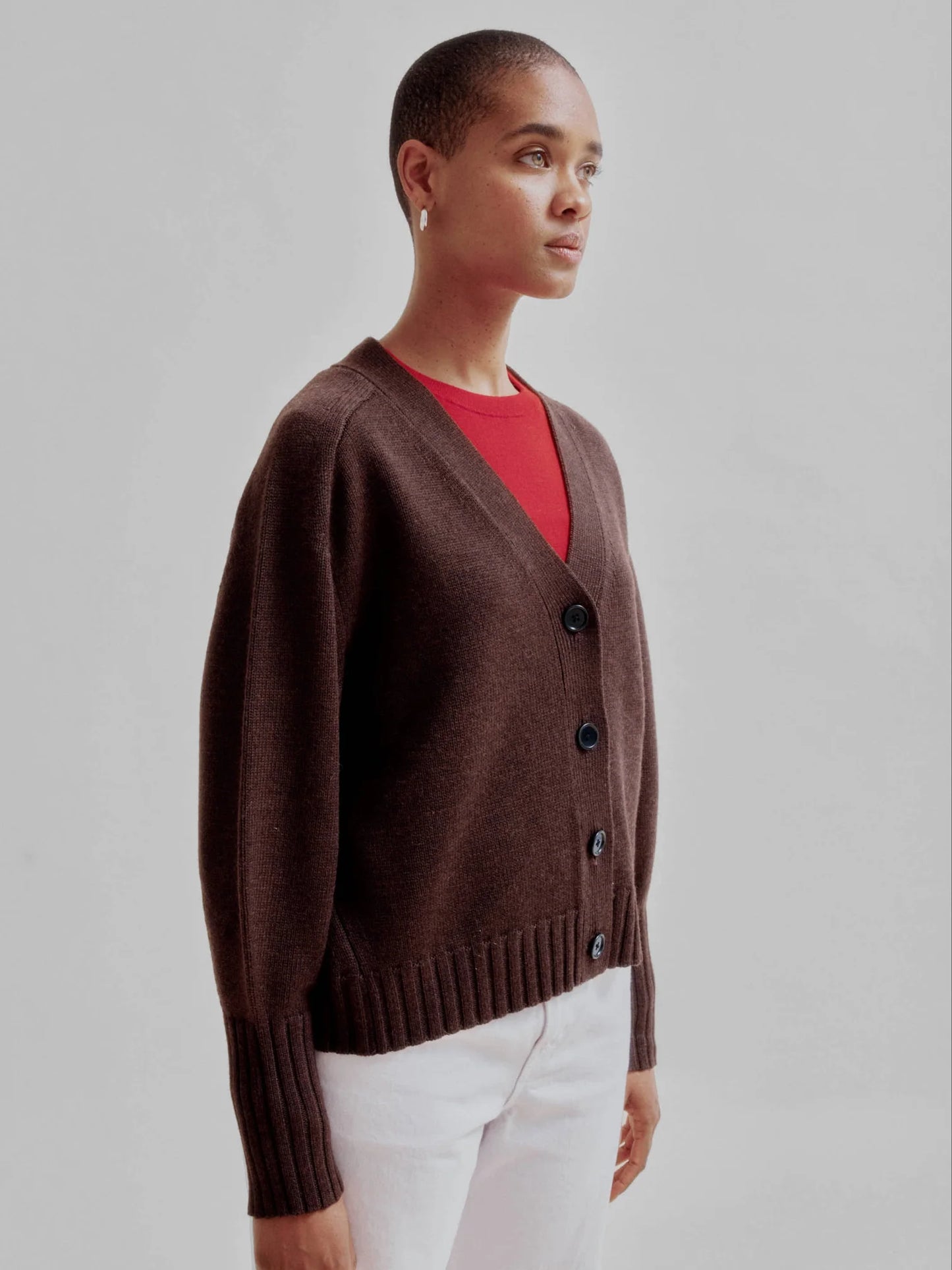 Balloon Sleeve Cardigan in Wood
