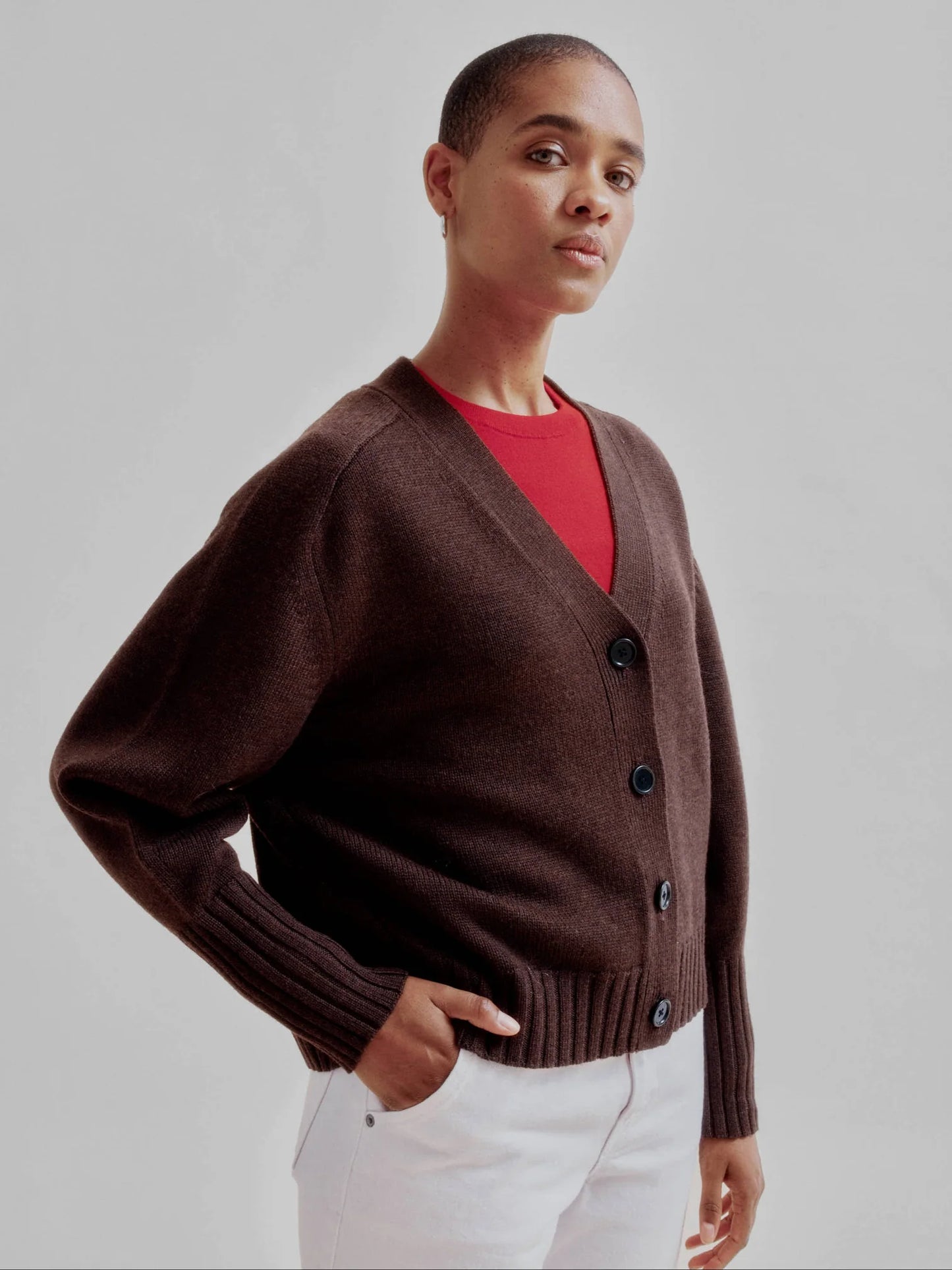 Balloon Sleeve Cardigan in Wood