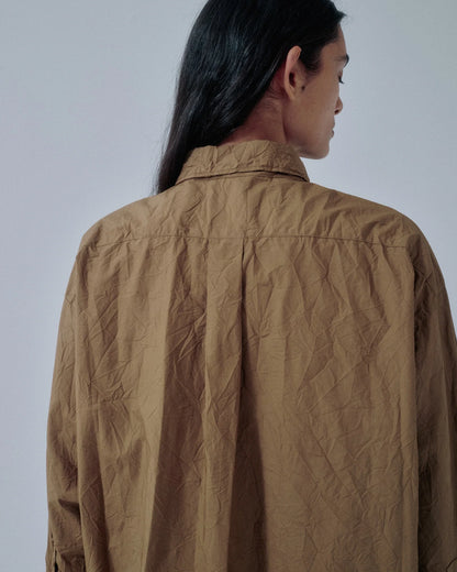 Crinkled Oversized Shirt - Walnut