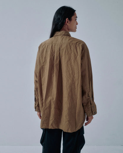 Crinkled Oversized Shirt - Walnut
